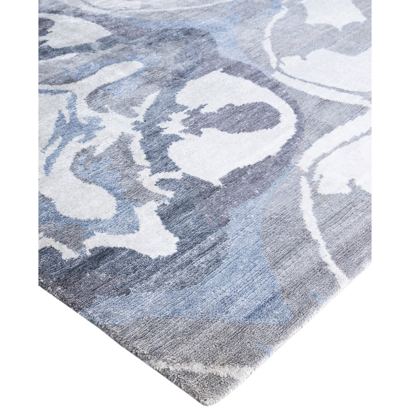 Tapis moderne noué à la main de conception unique ivoire 9 pi 0 po x 12 pi 1 po Modern