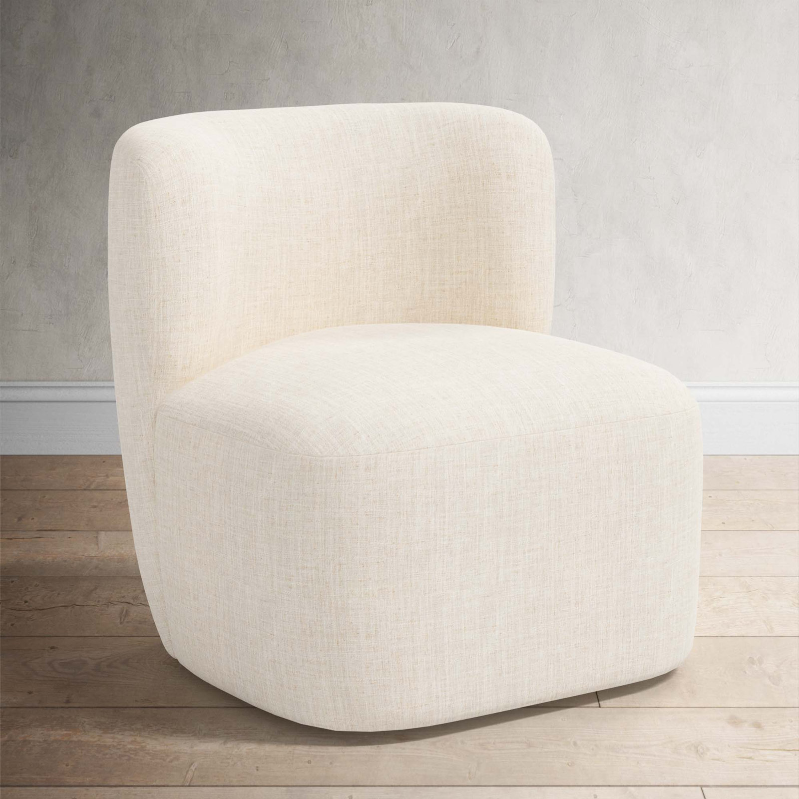Mariza Cotton Swivel Lounge Chair, Classic Talc Linen