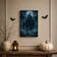 Impression sur toile, "Gothic Castle on Jagged Cliff Under Full Moon"-1633859439