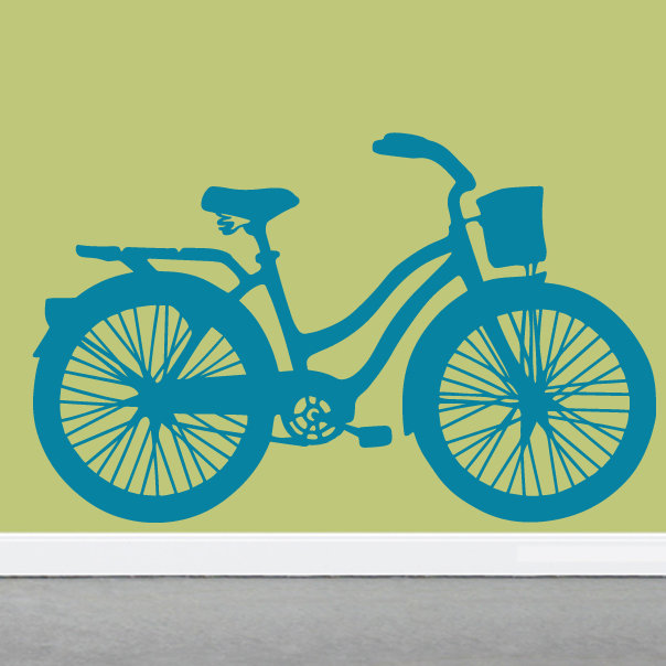 Adhésif décoratif vélo rétro, Bleu sarcelle
