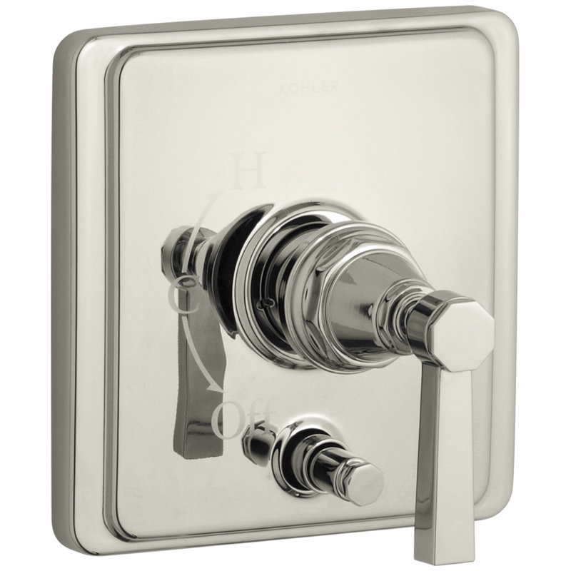 Robinet de douche à pression équilibrée avec inverseur et poignée levier simple Pinstripe® Rite-Temp, Nickel poli éclatant