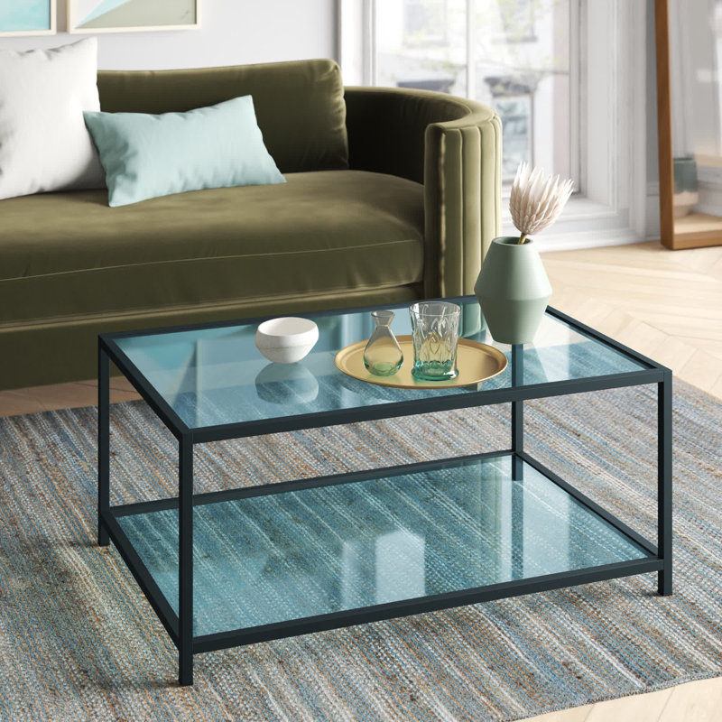 Alamance Frame Coffee Table with Storage, Blue/Black