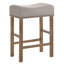 Tabourets confortables de hauteur comptoir en lin brun clair (2) - Pieds en chêne rustique vieilli, tabouret de style sans dossier gris et moderne