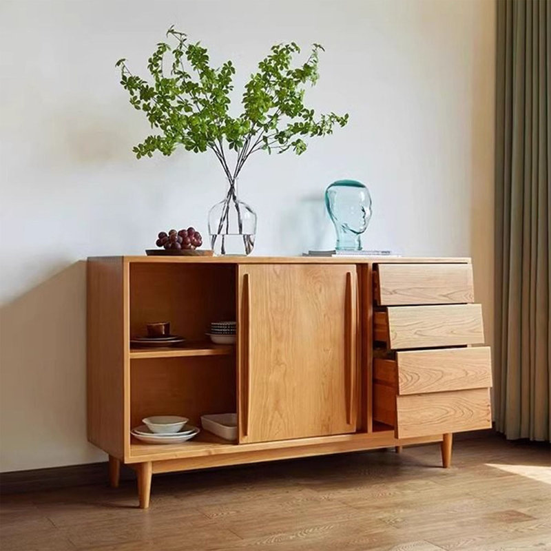 Buffet simple en bois massif avec rangement, 32.28" H x 55.11" W x 16.53" D