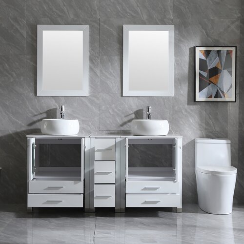 Ebern Designs Manni 60'' Free Standing Double Bathroom Vanity with ...