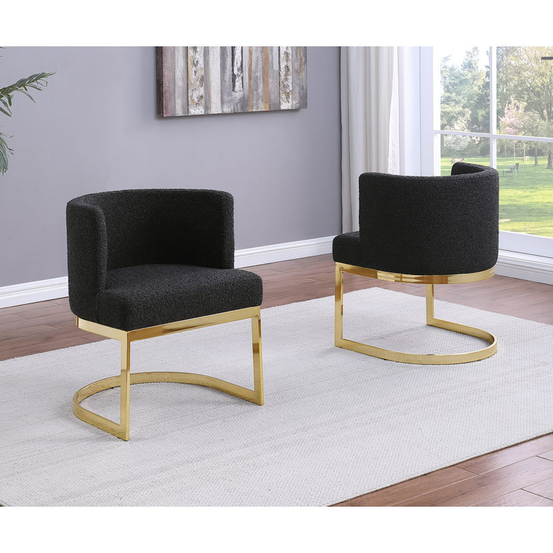 Single Side Chair With Sled Base, Black, Gold