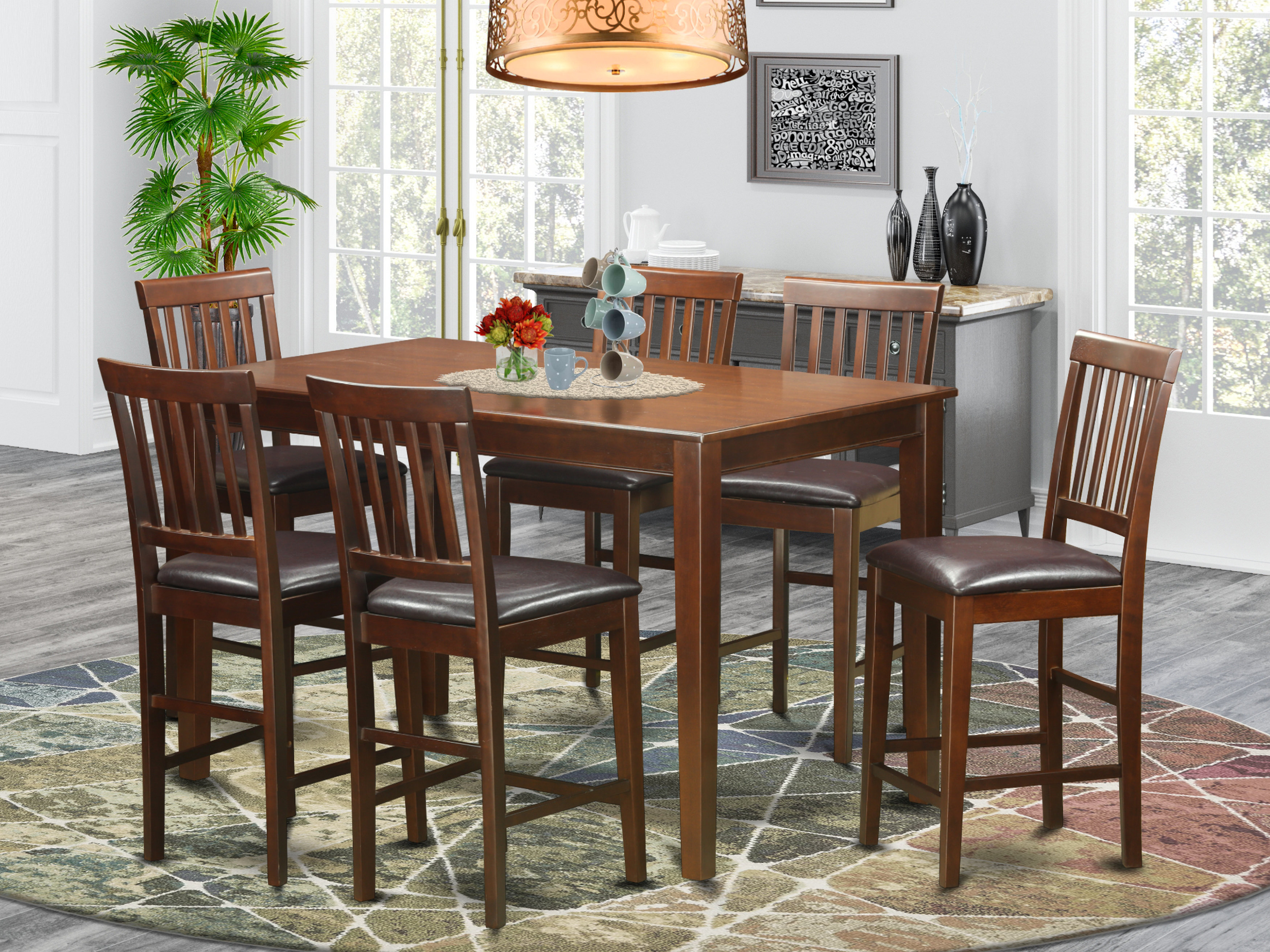 Rosalind Wheeler Essex 7 - Piece Counter Height Rubberwood Solid Wood ...