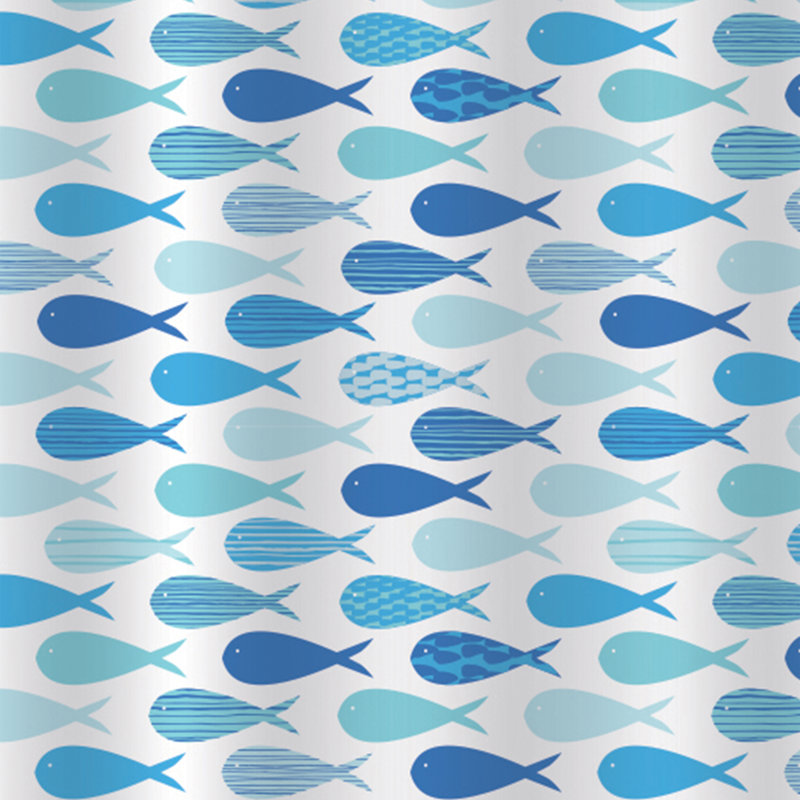 Aquarium White & Blue Shower Curtain