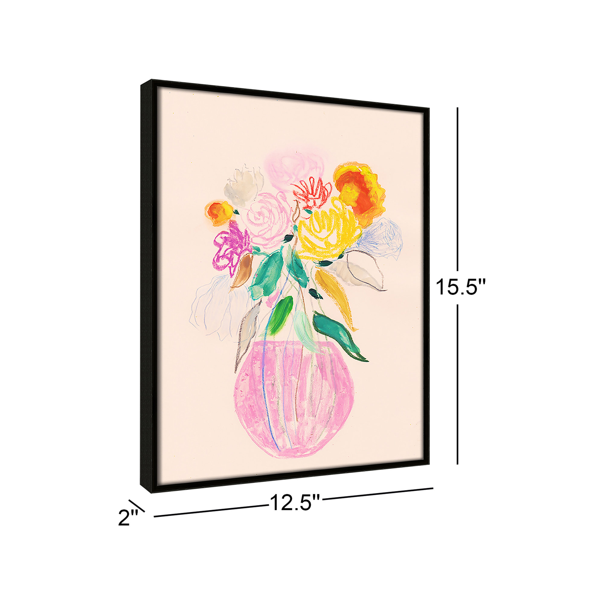 Simple Floral I Print by Bea Dina, Espresso Floater Framed Canvas, No Mat, 15.5" H x 12.5" W x 2" D