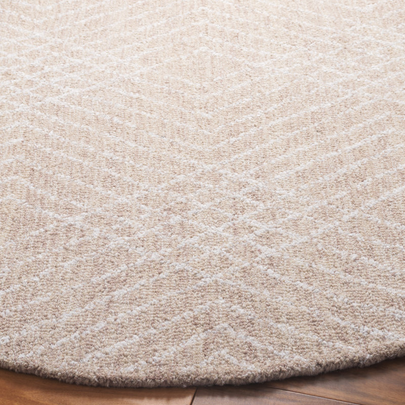 Sabrinia Abstract Hand Tufted Wool/Chenil/Cotton Abstract Rug in Beige/Ivory, Round 6'