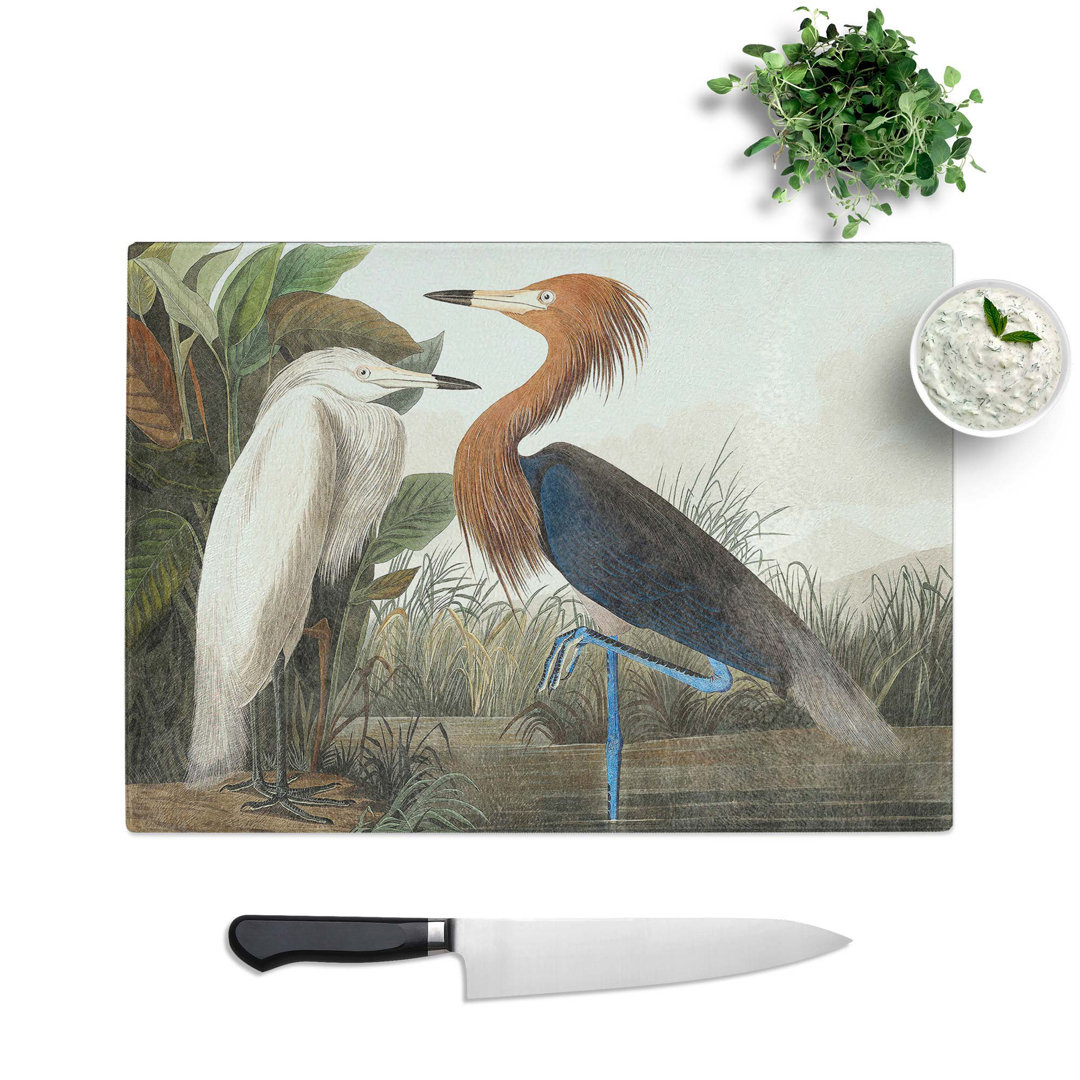 Tempered Glass Heron by John James Audubon Chopping Board