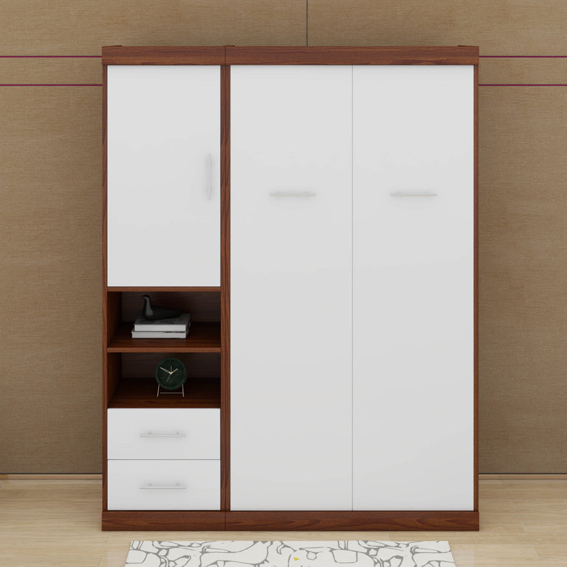 Lit escamotable simple avec armoire murale, Lit simple