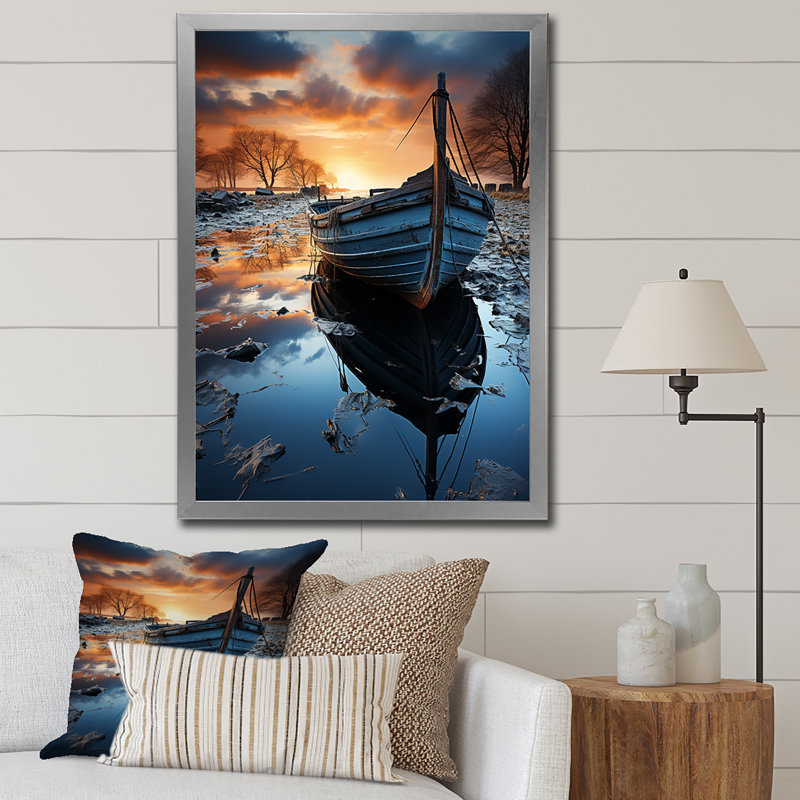 Allemagne, Allemagne, cieux hollandais, bateau sur toile, H 20 po x l 12 po x P 1 po, Cadre photo argenté