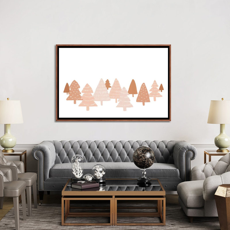 "Blush Winter Trees" par Orara studio, reproduction d’art, H 40 po x l 60 po x 1,5 po, Cadre bois classique, Pas de tapis