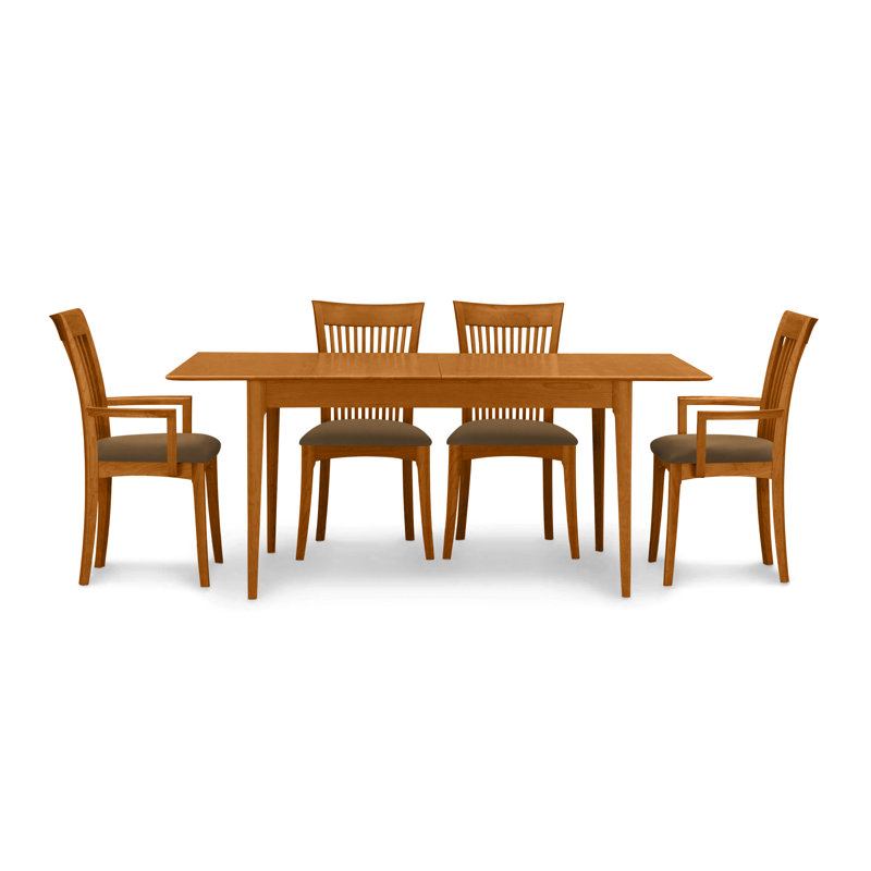 Sarah 4 - Person Solid Wood Top Four Leg Dining Set, Autumn Cherry, 30" H x 60" W x 40" D, Slate (M10245) Fabric