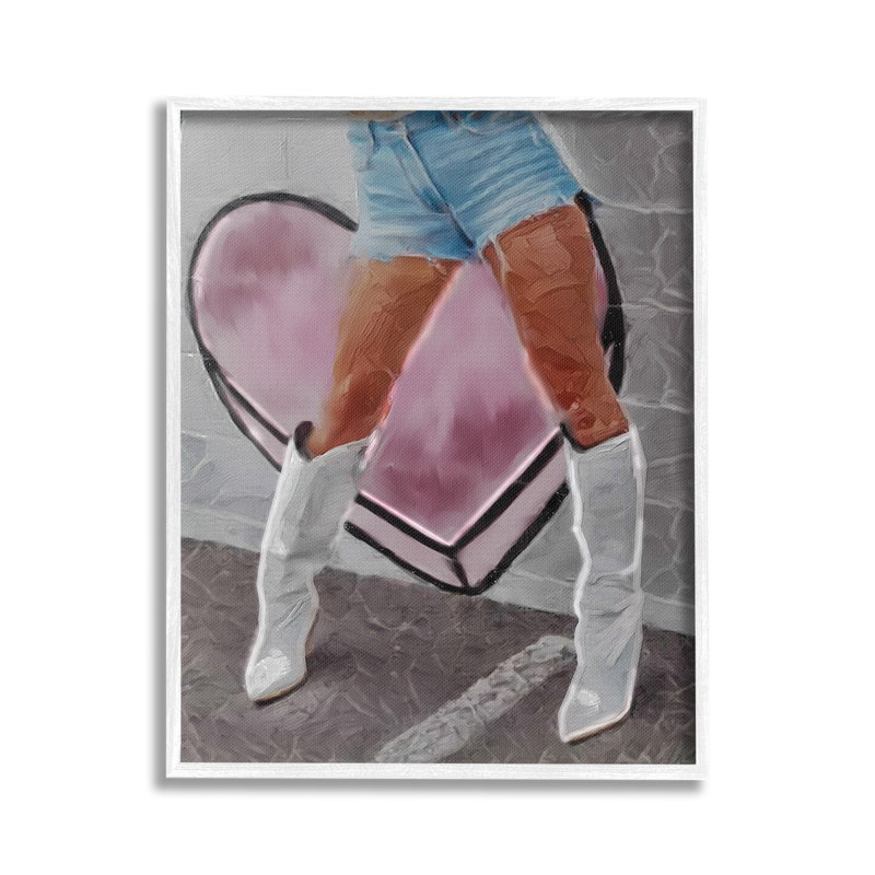 ChicCowgirl & HeartGicleeArtbyJesseKeith, Estampe numérique encadrée blanc bord de mer, H 20 po x l 16 po