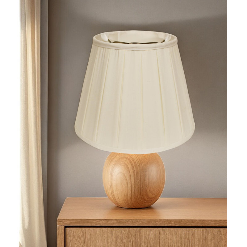 Slanted Crimped Box Shantung Lampshade, Egg, 9" H x 14" W x 14" D