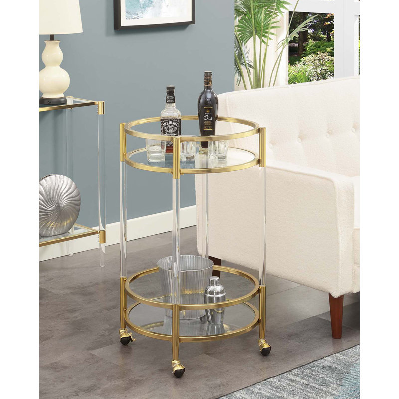 Carolina Acrylic Round Glass Bar Cart