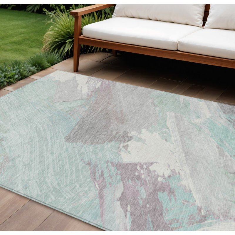 Tapis bleu sarcelle bleu et gris 9 'X 12'