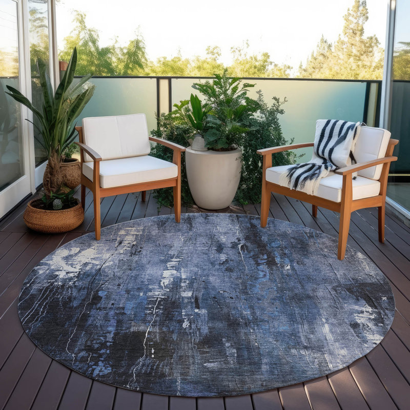 Tapis intérieur / extérieur bleu Caelion, 2 pi 6 po x 3 pi 10 po