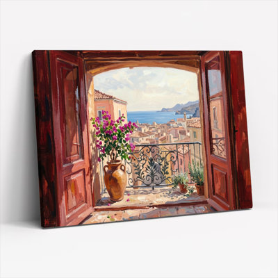 Fenêtre vue sur toile, ensemble de 1 reproduction d'art sur toile