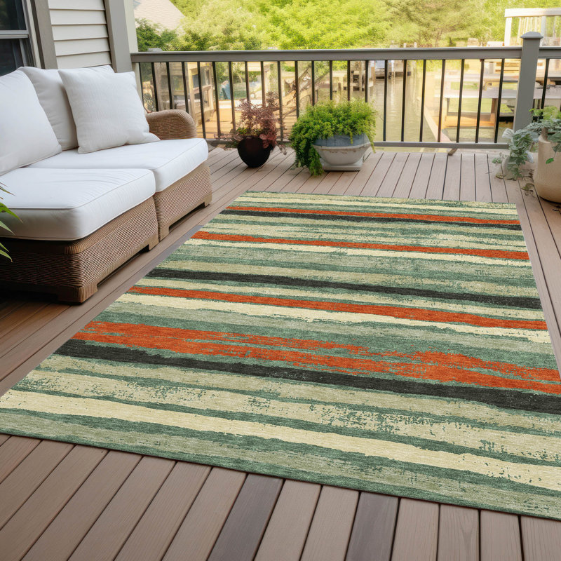 Tapis intérieur / extérieur vert Sylira , 5' x 7'6"