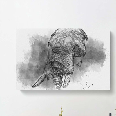 African Elephant in Abstract - Wrapped Canvas