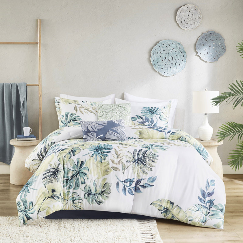 Édredon 6 pièces en coton avec motif de plantes tropicales 100% literie pour impression