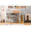 Lit mezzanine double en métal avec garde-robe, bureau, tablettes de rangement, blanc