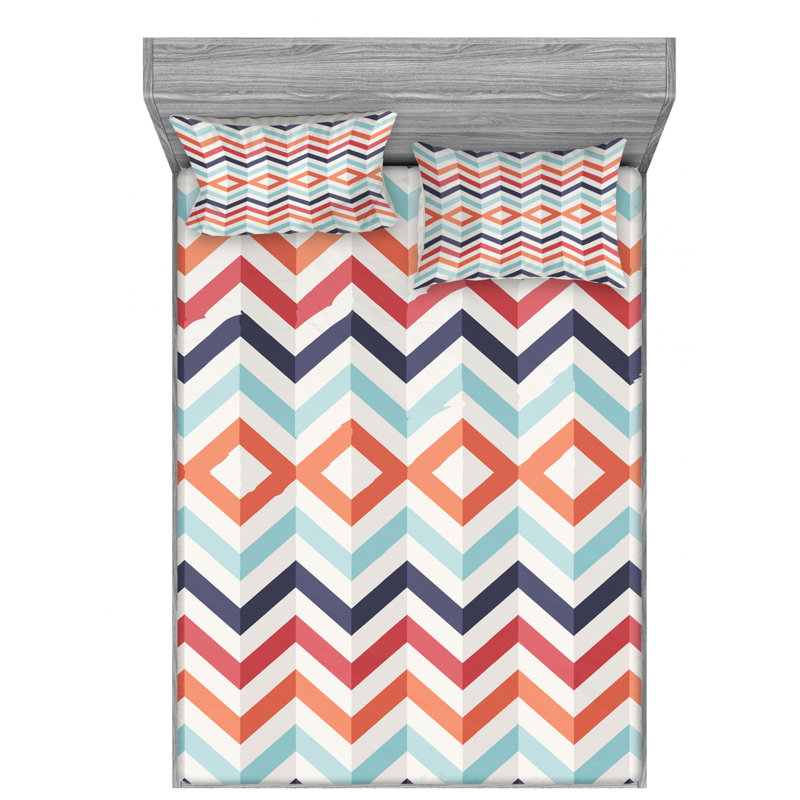 Microfiber Chevron Sheet Set, Full Sheet Set + Fitted Sheet + 2 Pillowcases