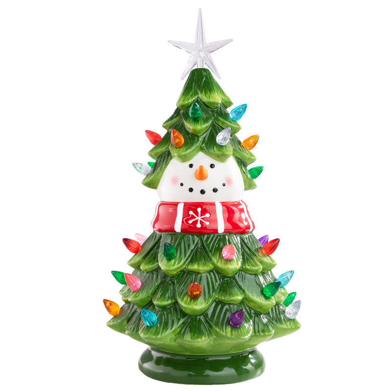 Arbre de Noël décor de bonhomme de neige 12 pouces avec lumières DEL multicolores