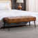 Lora Mid-Century Modern Tufted Leather Bench, 44" Wide with Metal Legs