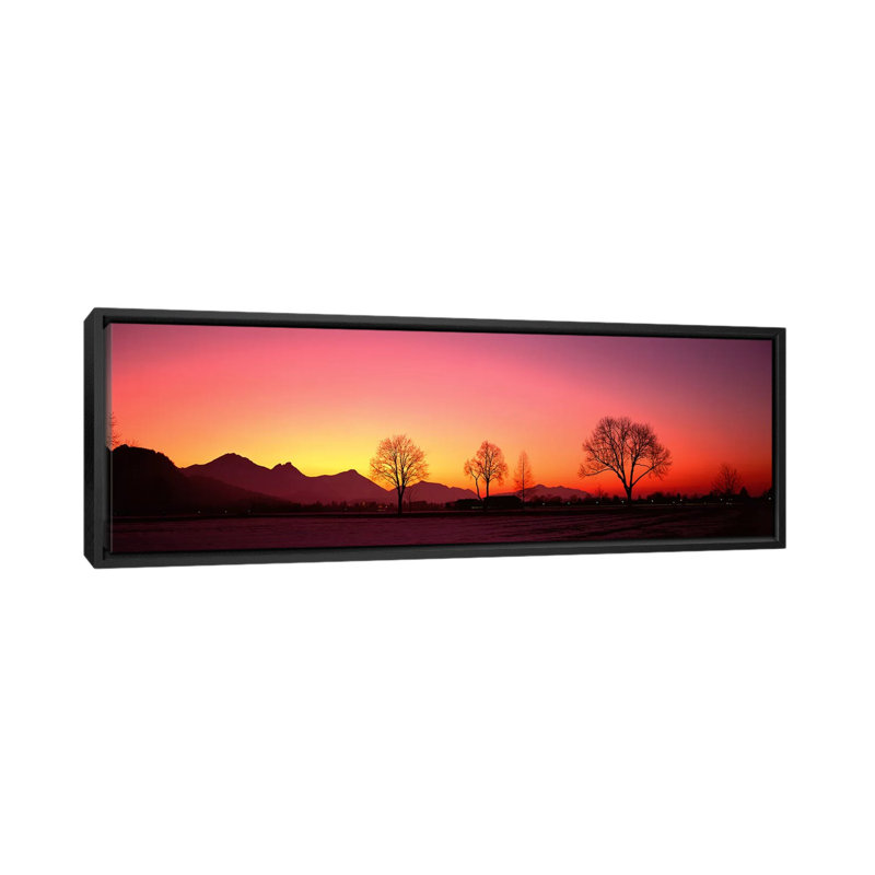 " EveningSchwangau, Germany " by Panoramic Images, 12" H x 36" W x 1.5" D, Black Framed Canvas