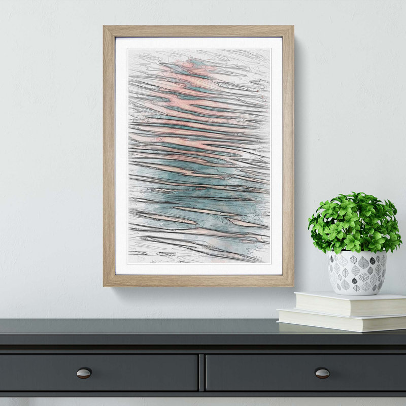 Pink Water Ripples - Framed Print, Oak, 50cm H x 35cm W x 2cm D