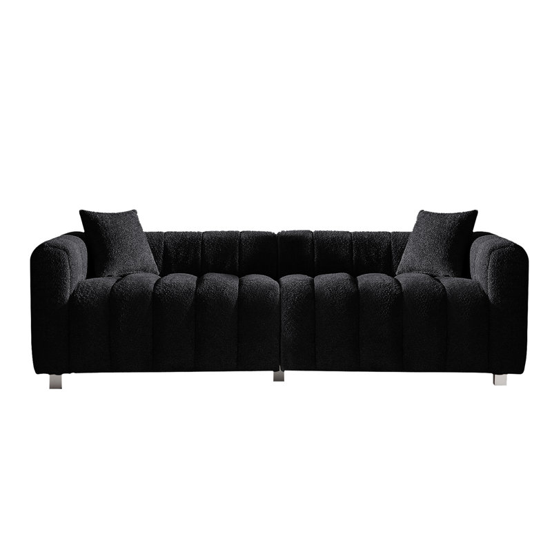 87.4'' Premium Velvet Sofa 3-Seater Loveseat, Black