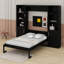 Lit escamotable Farmhouse avec tablettes et armoires de rangement, lit escamotable vertical escamotable caché en bois