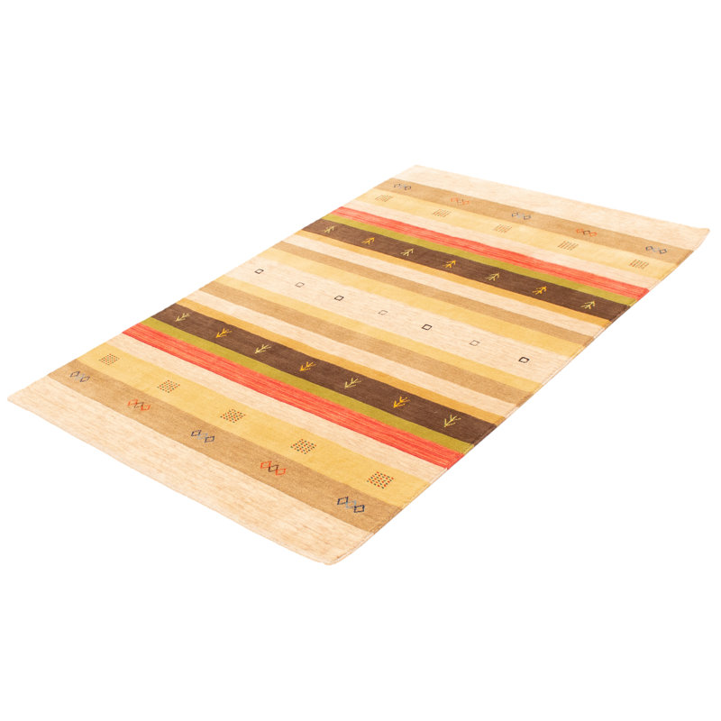 Tapis brun / vert / rouge en laine tissé à la main Buchy 5 pi x 7 pi 11 po