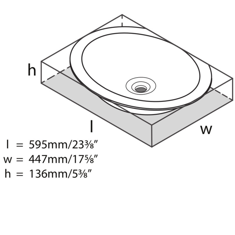 Kaali 60 Oval 23-3/8" Undermount Lavatory Sink in Volcanic Limestone with Internal Overflow