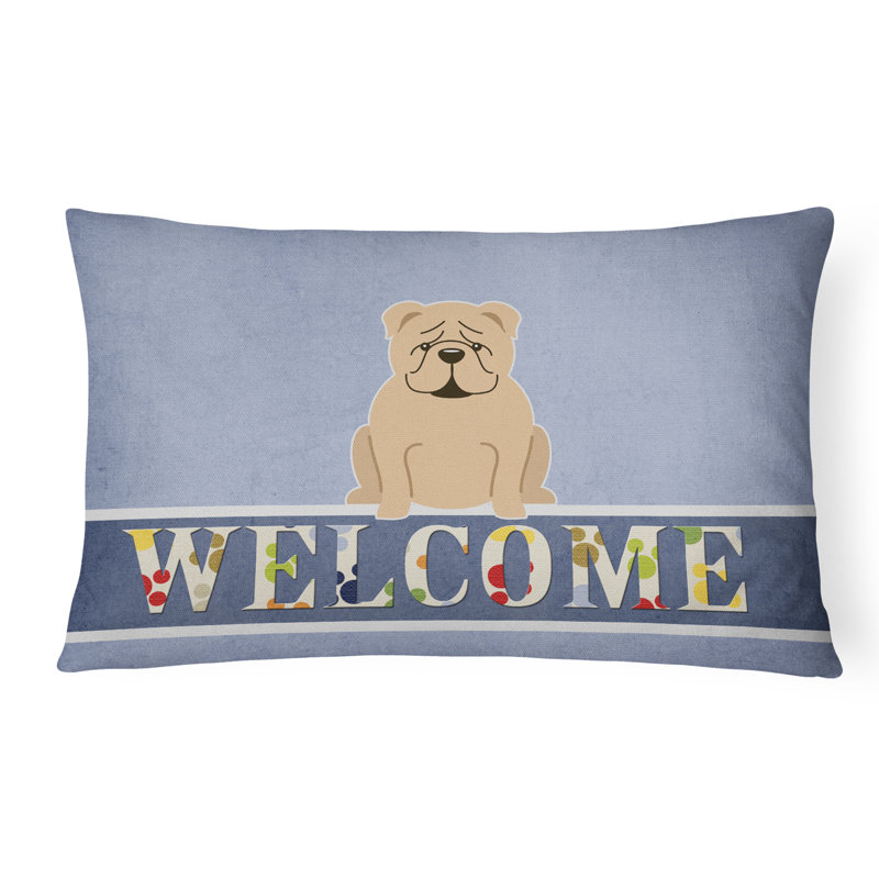  English Bulldog Fawn Welcome Lumbar Pillow, Fawn