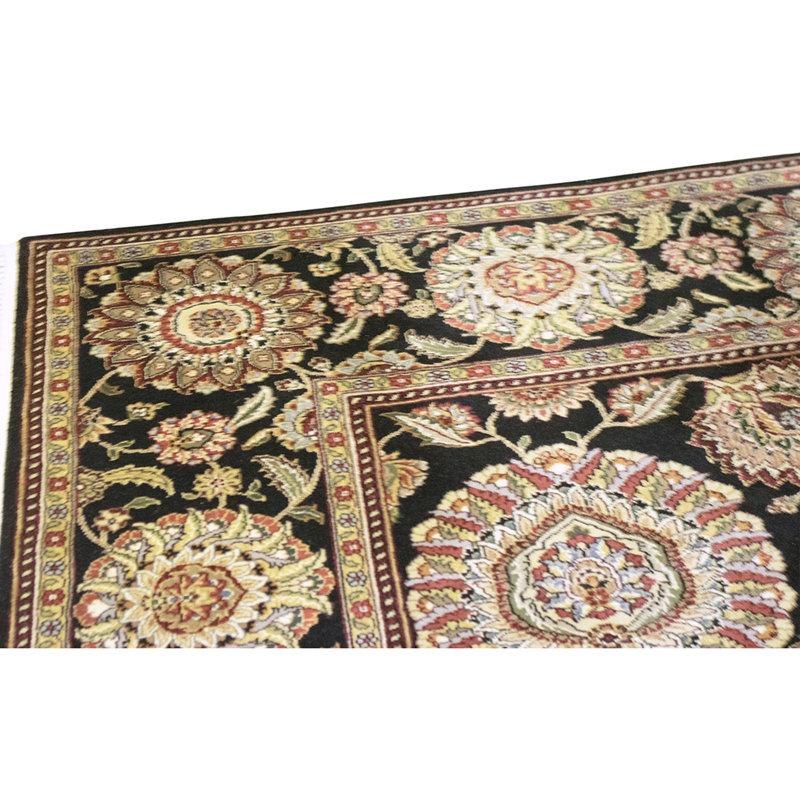 Hand Knotted Wool Area Rug in Black