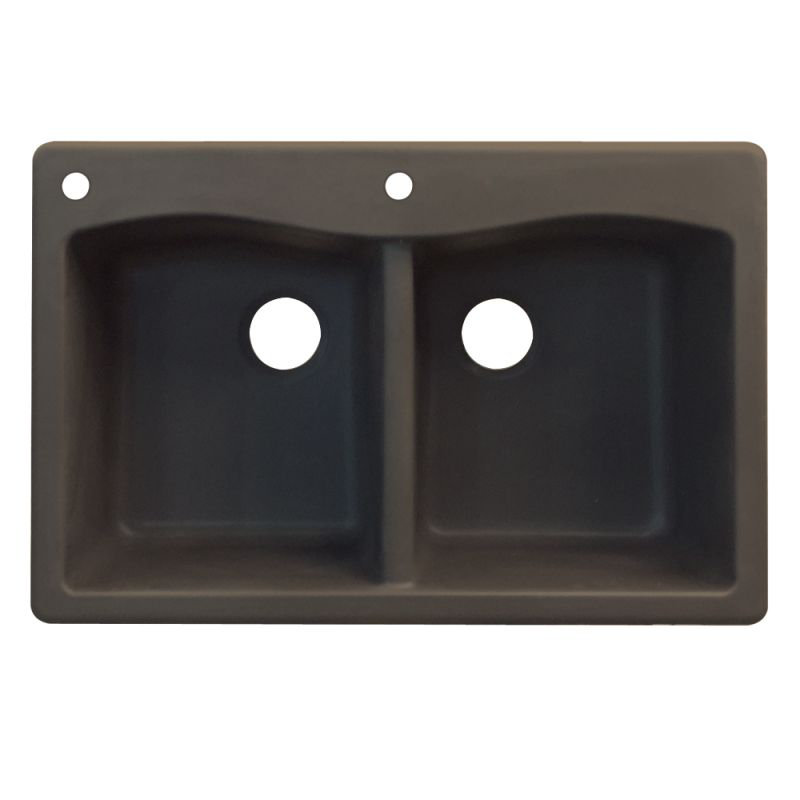 Aversa 33'' L Drop-In Double Bowl Granite Kitchen Sink, 2 hole, Espresso
