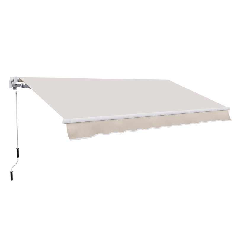 Outsunny 78.74'' W x 49.25'' D Polyester Beige Cover Retractable Patio Awning