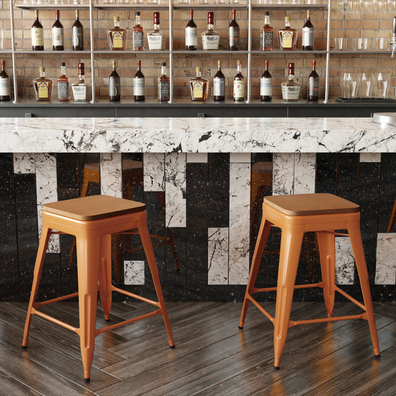 Tabouret de comptoir sans dossier intérieur / extérieur Briahnna, Tabouret de comptoir (siège d'une hauteur de 24 p