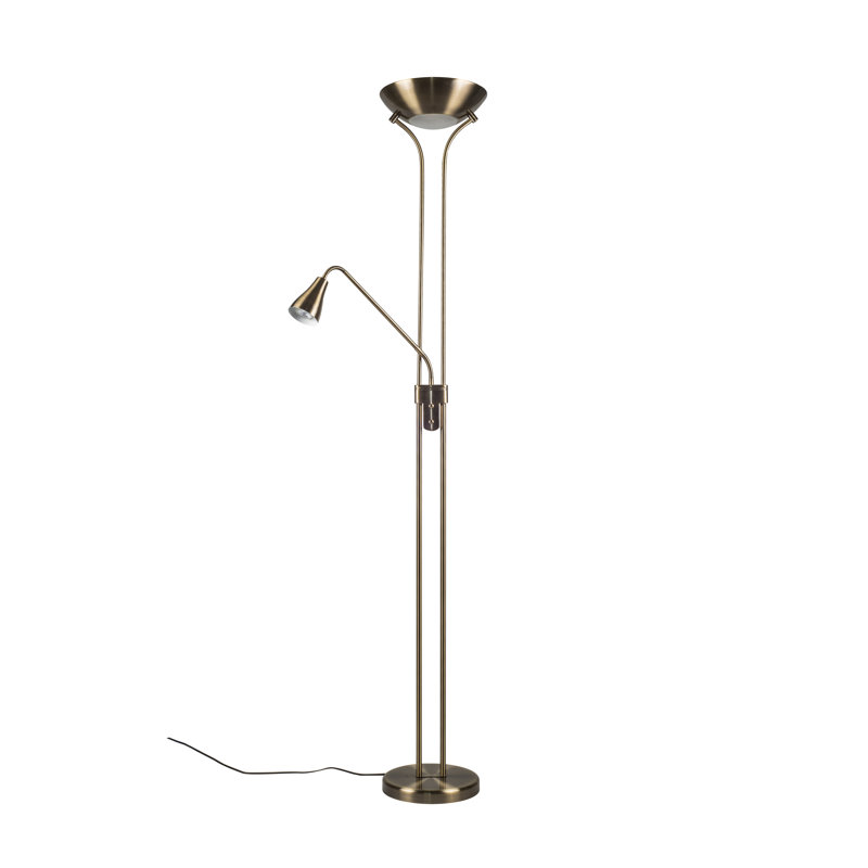 Briajah 181.5cm Torchiere Floor Lamp, Antique Brass