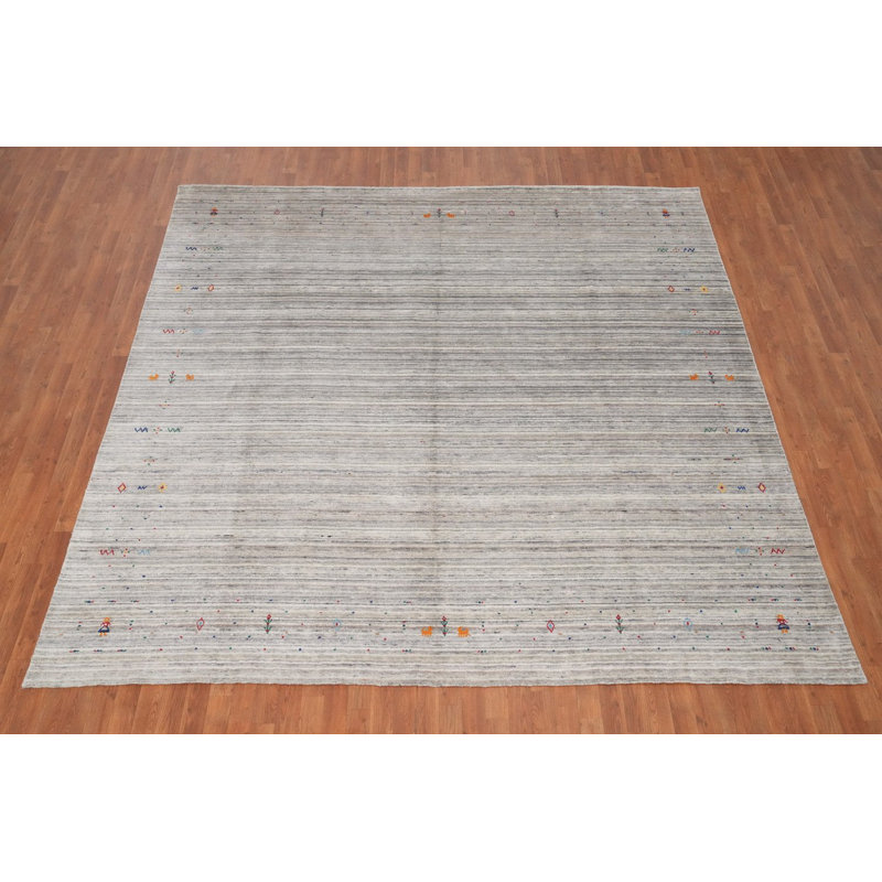 Subtle Charm Gabbeh Style Area Rug 10x10 with Classic Embroidery Touches