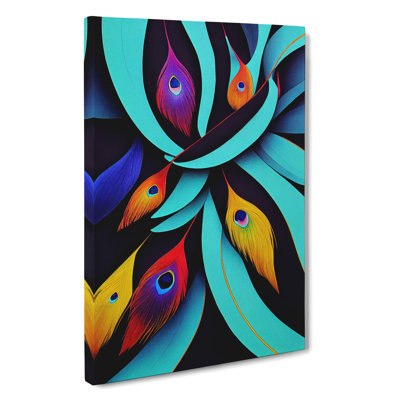 Peacock Feathers No.1 Abstract - Wrapped Canvas