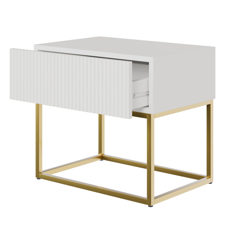 Atahan 50cm W Steel Bedside Table, White