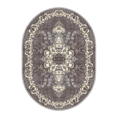 Premium Woven Area Rug (1.6 x 2.6 Feet), 100% Polyester, 0.3 in Pile Height | Antibacterial, Non-Slip PVC Dot Underside | Machine Washable, 3D Digital Print | Ideal for Living Room, Bedroom & Entryway Decor