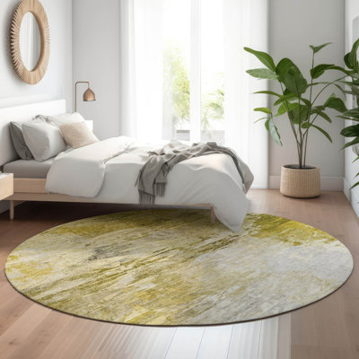 Premium Machine Washable Cerrito AMF595 Gold 2'6" x 3'10" Rug