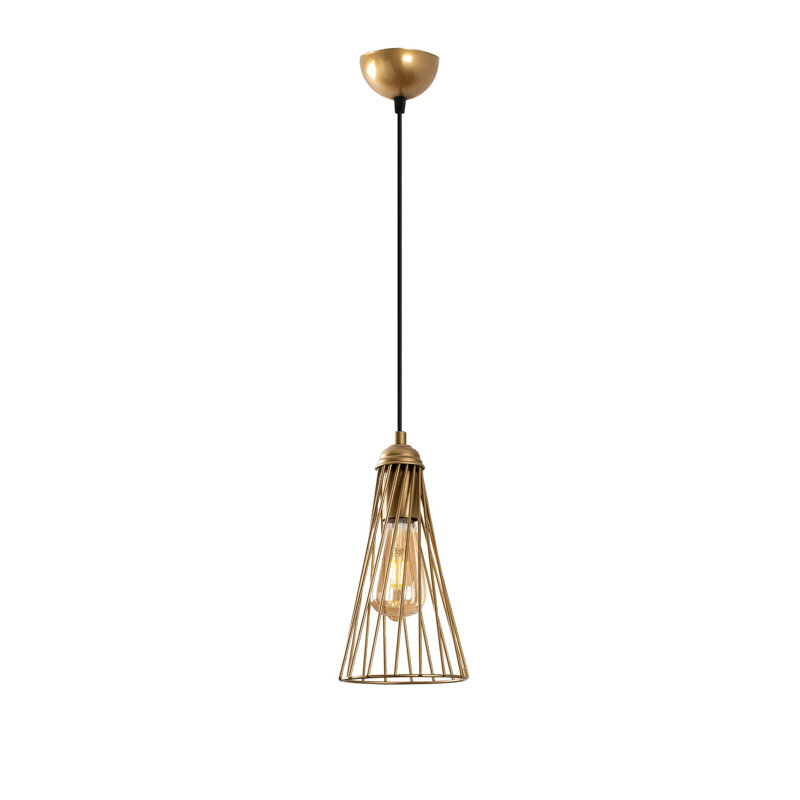 Elegant Gold Chandelier, Metal Body, 5.5 x 5.5 x 48.8 Inches | 1 x E27 Socket (Max 40W, Bulb Not Included) | Stylish Lighting Fixture for Living Room & Dining Room, IP20 Rated, Modern Home Decor